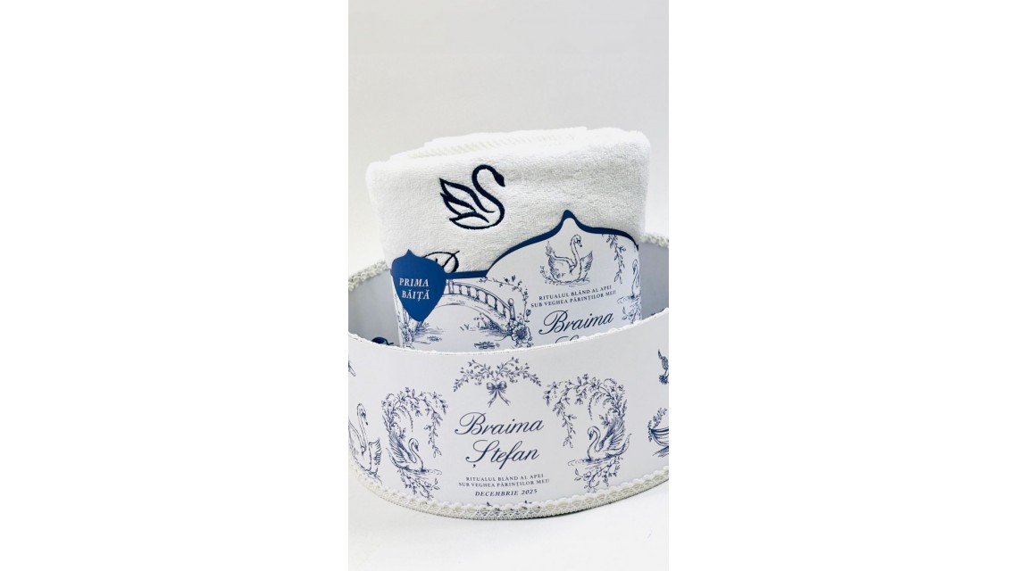 Set Prima Băiță cu nasii dupa botez Swan Lake Ritual Blând al apei pentru Băieți 15